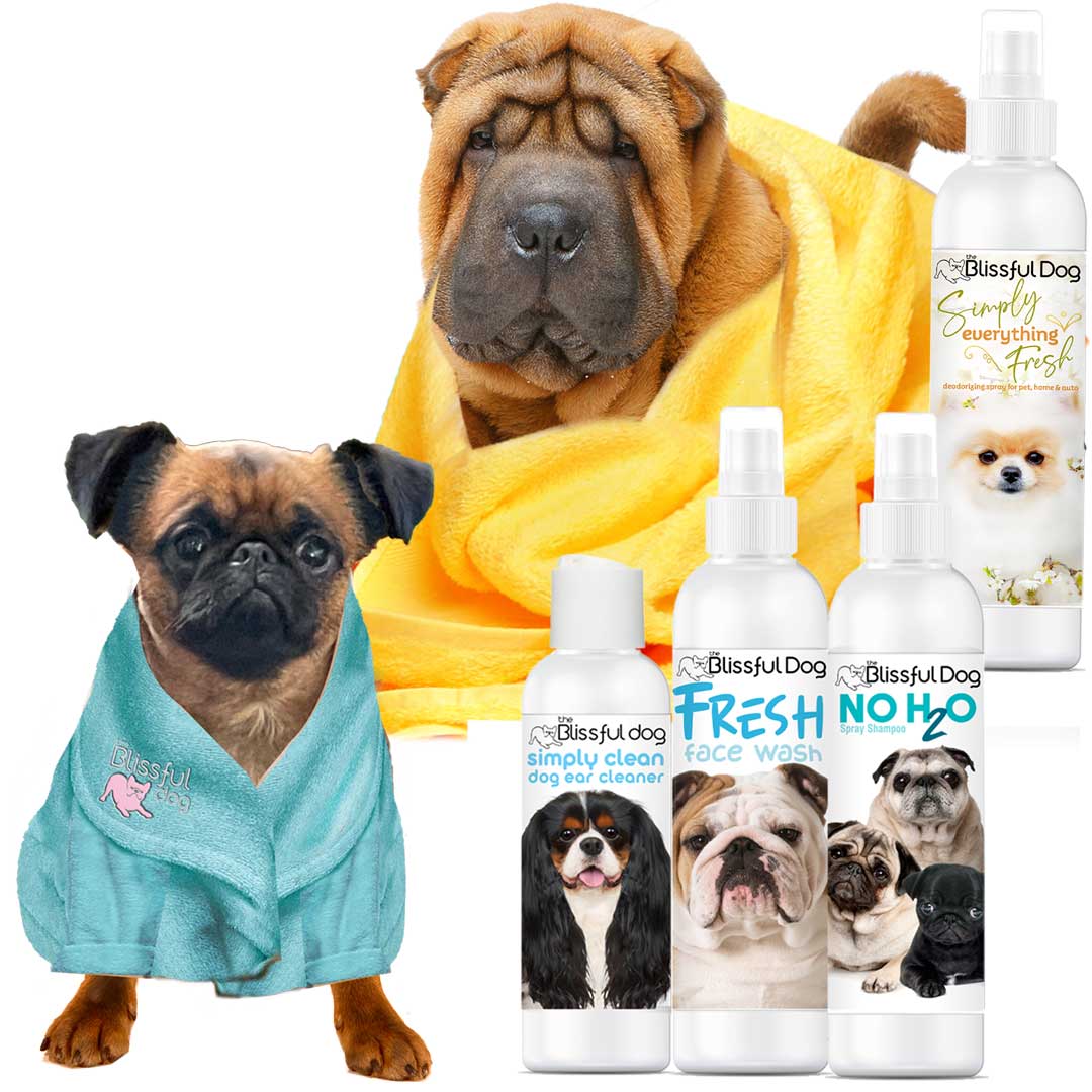 Dog Spray Shampoo, Dog Face Cleanser, Dog Ear Cleaner & One Spray Refresher