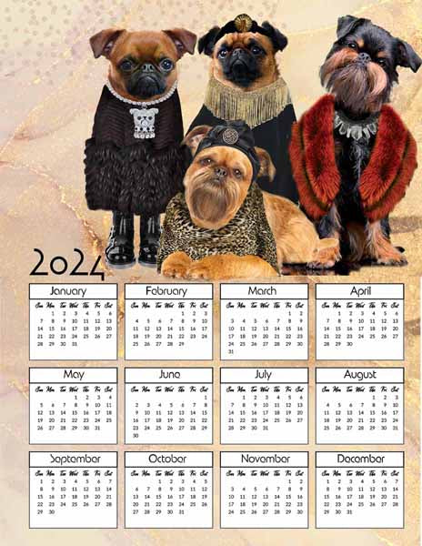 free brussels griffon calendar