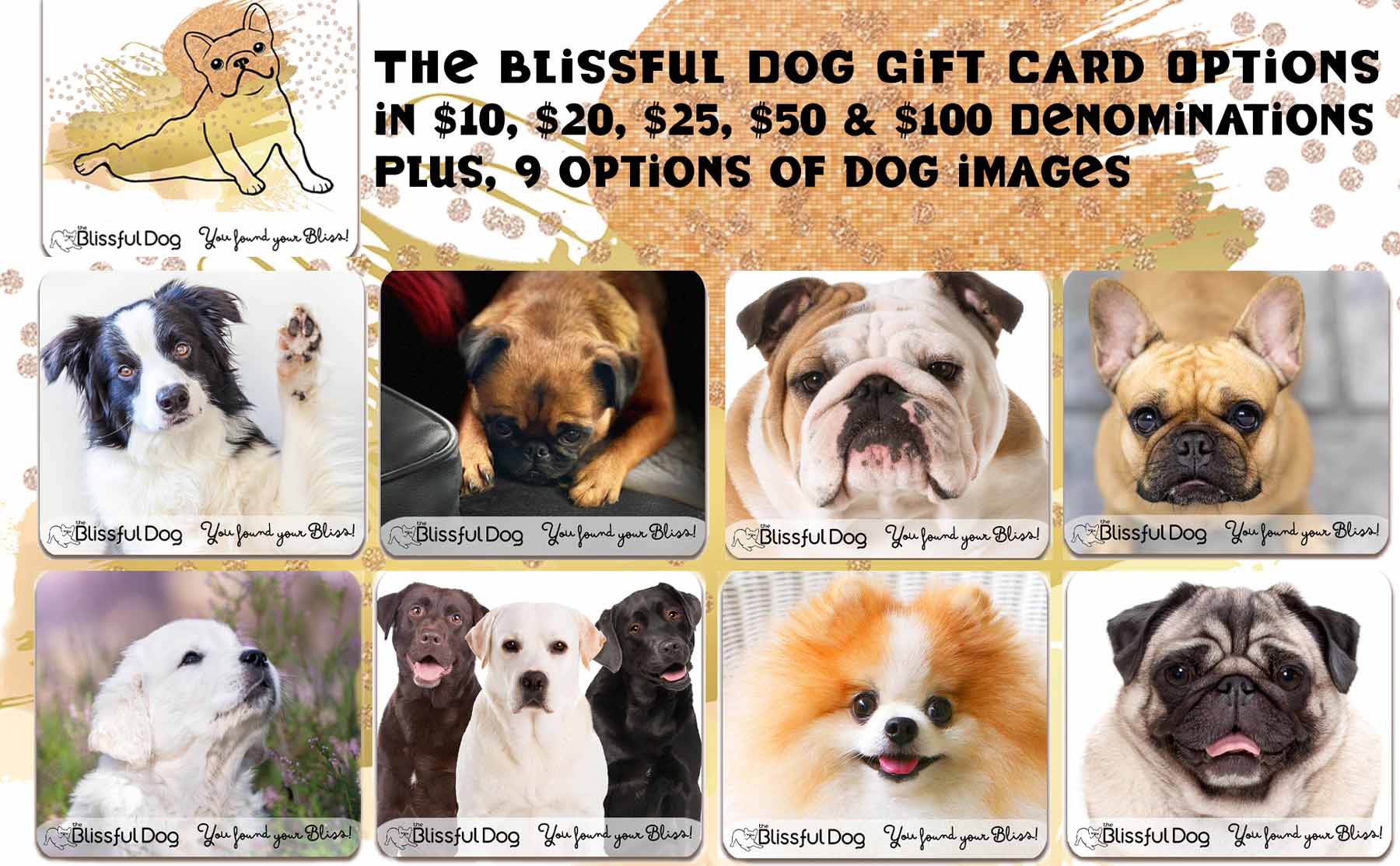 blissful dog gift card options