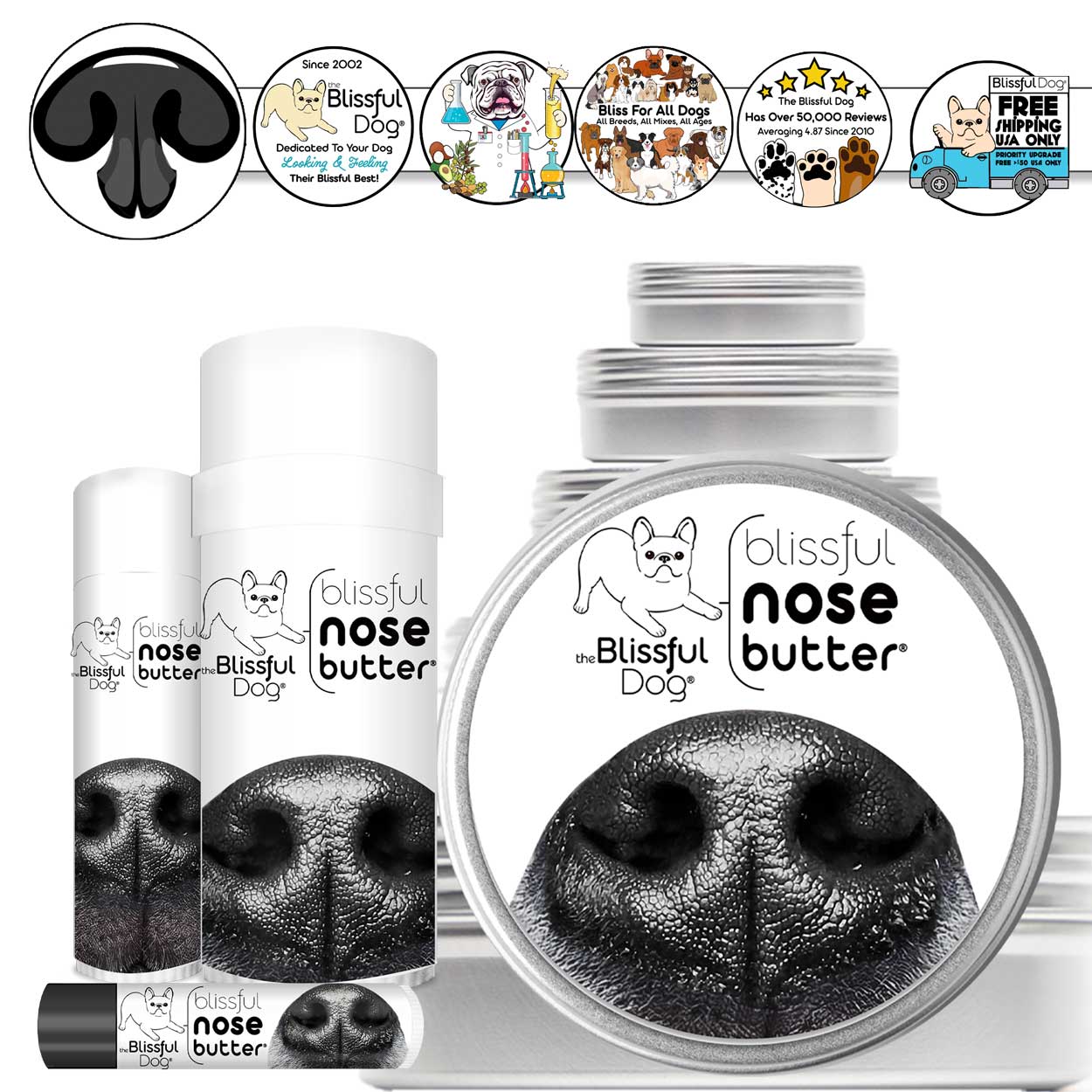 The Blissful Dog Nose Butter All Natural Balm For Dry Dog Noses