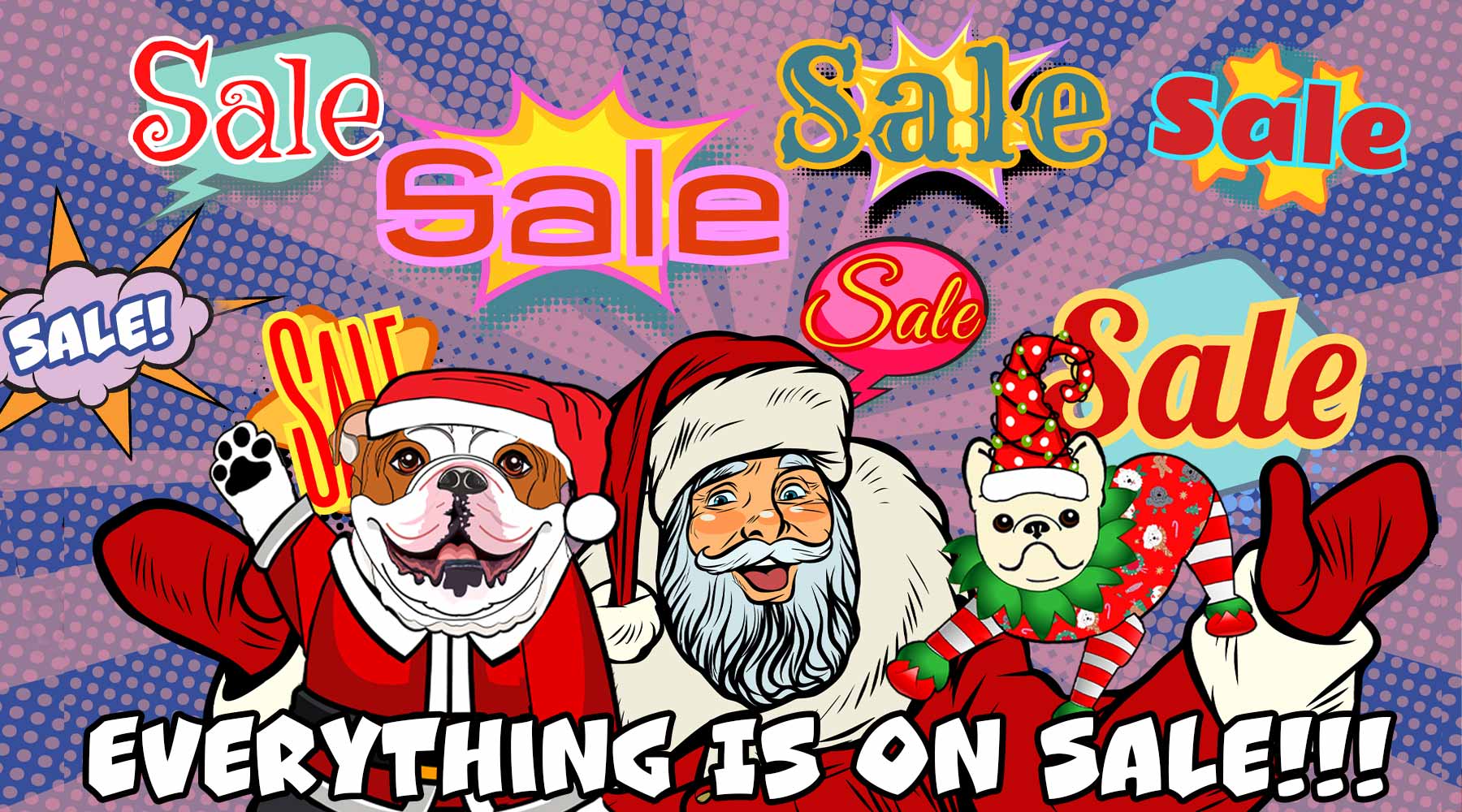 Blissful Dogs With Santa Showing Sale Items & Prices for Holidays