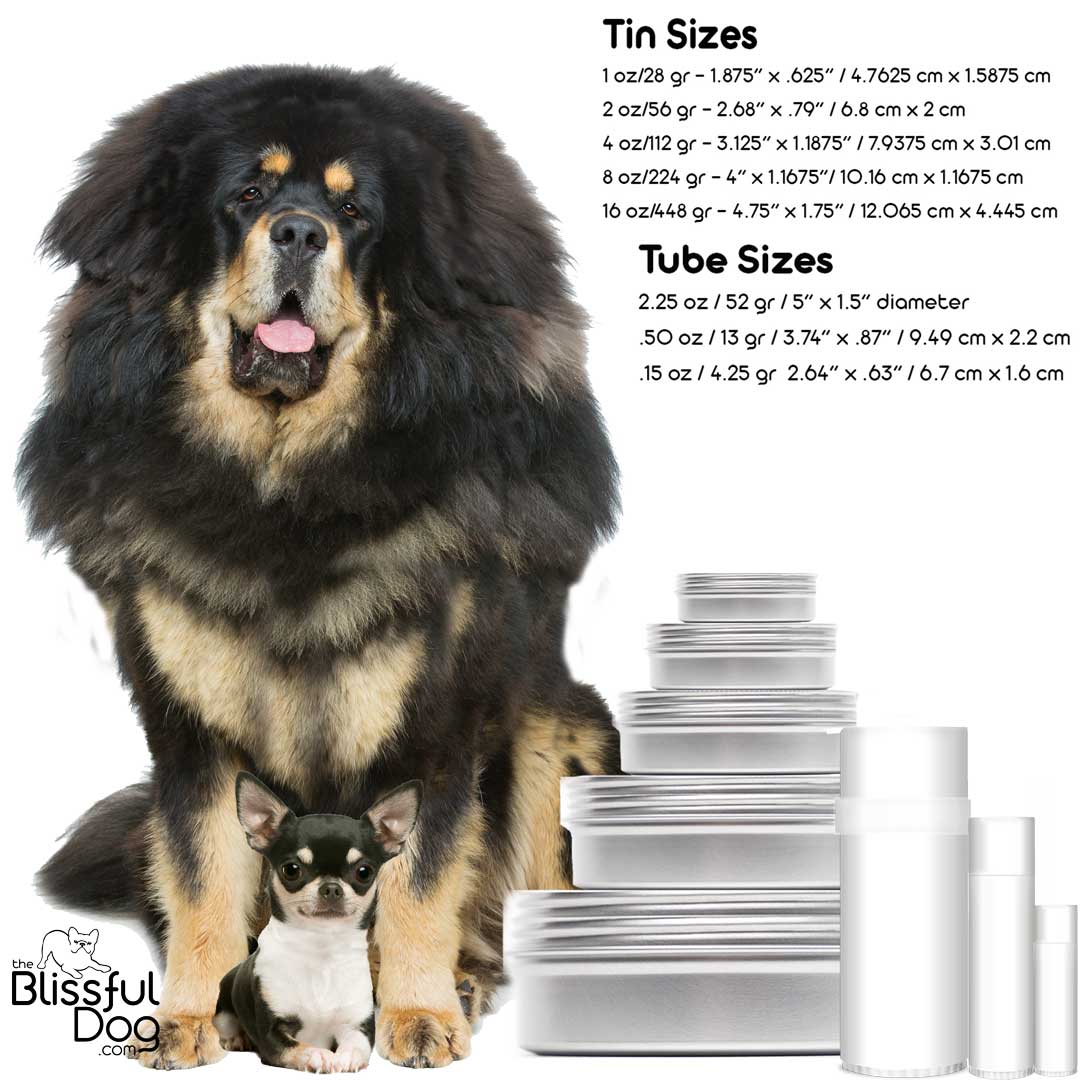 Blissful dog product sizes