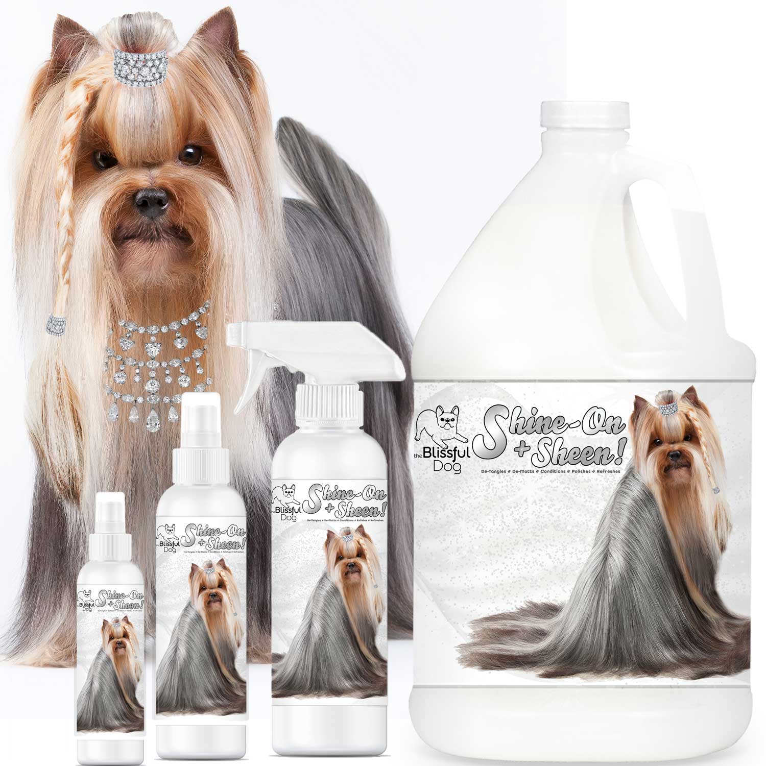The Blissful Dog Shine-On + Sheen Coat Spray, All Natural, Leave-In Conditioner and Coat Detangler for Your Dog, 4 oz